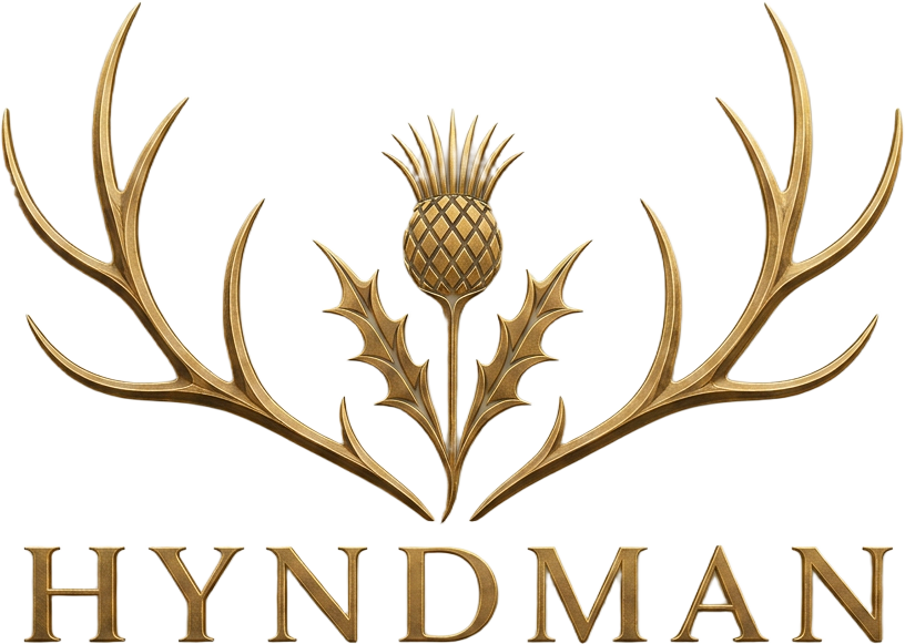 Hyndman crest — a golden thistle between antlers